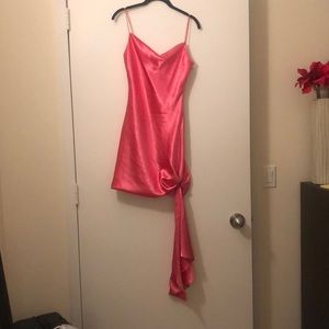 Cinq á Sept Satin Ryder Mini Dress in Guava Pink
